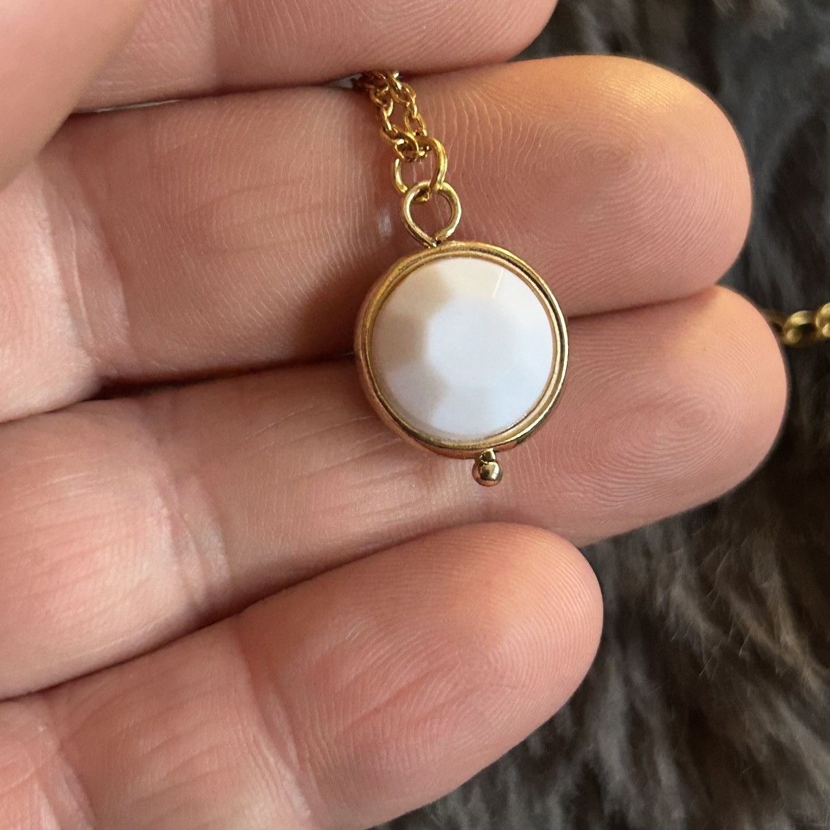 Vintage Vintage dual sided faceted white glass stone necklace Size ONE SIZE - 5 Thumbnail