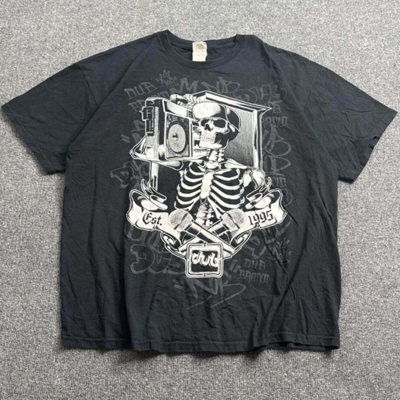 Rolling Dub Trio Y2K DUB Skeleton DJ BoomBox Speaker Streetwear Tshirt XL Size US XL / EU 56 / 4 - 2 Thumbnail