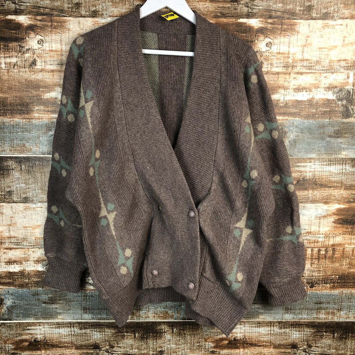Japanese Brand Japan vintage art Brown Cardigan Knitwear #A1692 Size US L / EU 52-54 / 3 - 3 Thumbnail