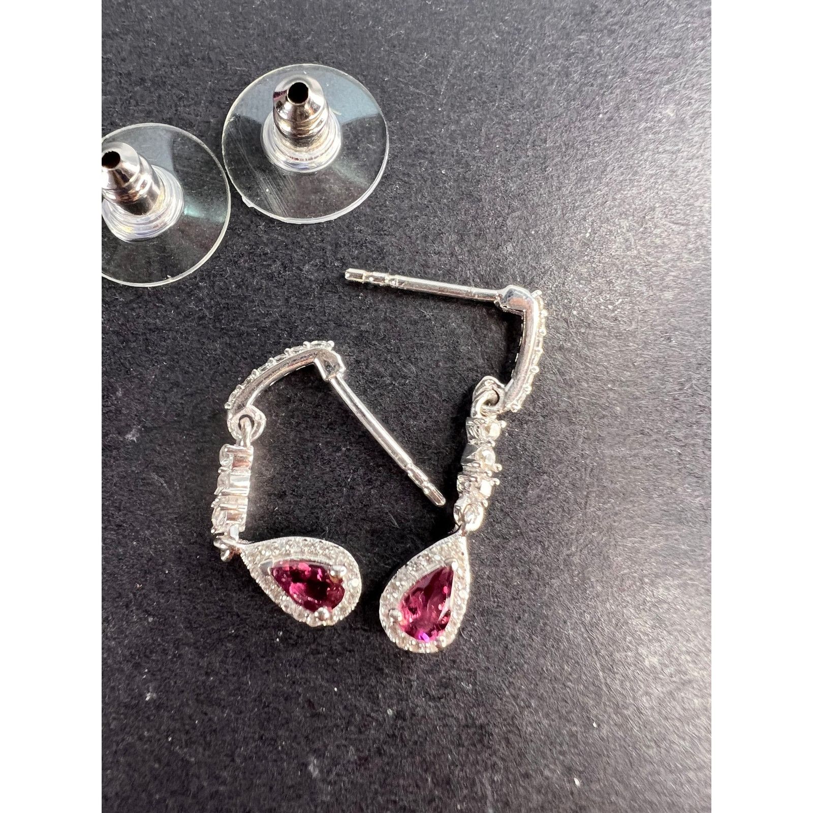 Other Rubellite and zircon earrings in platinum over sterling Size ONE SIZE - 4 Thumbnail