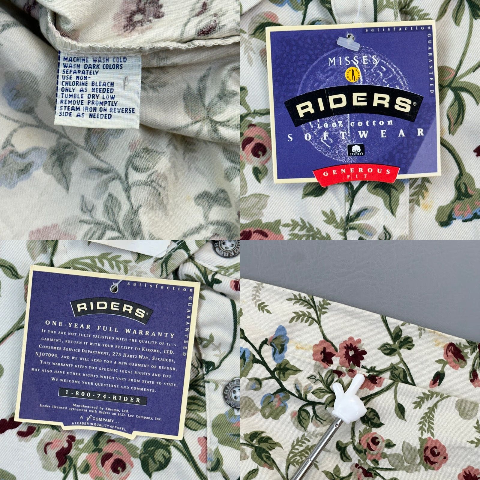 Vintage VINTAGE Riders Jeanswear Shirt Women's Small Beige Floral Print Deadstock 90s Size S / US 4 / IT 40 - 8 Thumbnail