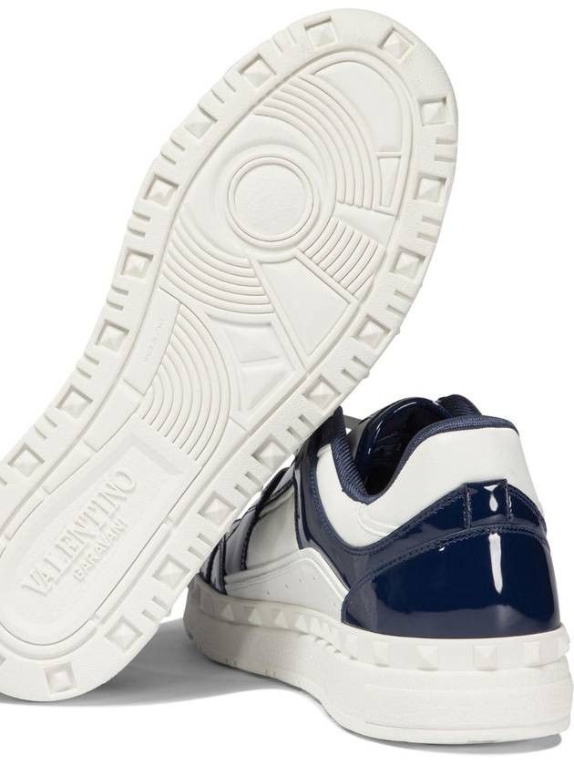 Valentino o1s22i1n1224 Patent Leather Low-Top Sneakers in White Blue Size US 7 / EU 40 - 5 Thumbnail