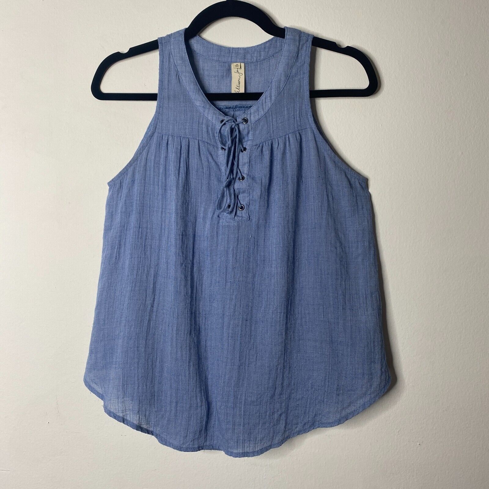 Other Allison Joy Blue Lace-Up Curved Hem Sleeveless Tank Top XS Size XS / US 0-2 / IT 36-38 - 10 Thumbnail