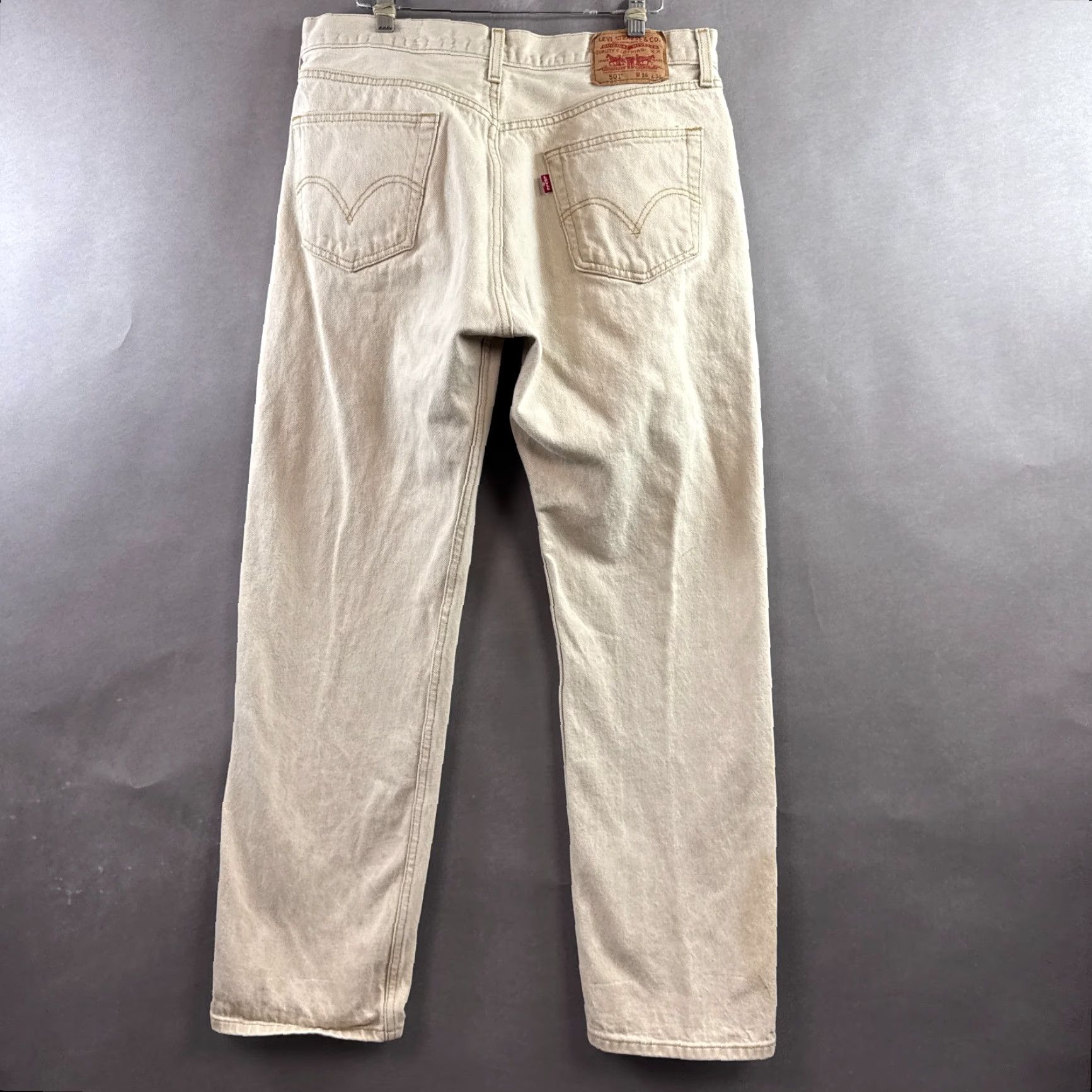 Levi's Levi's 501 Jeans Mens 36x34 Beige Denim Pants Button Fly Work Chore Jeans Size US 36 / EU 52 - 4 Thumbnail