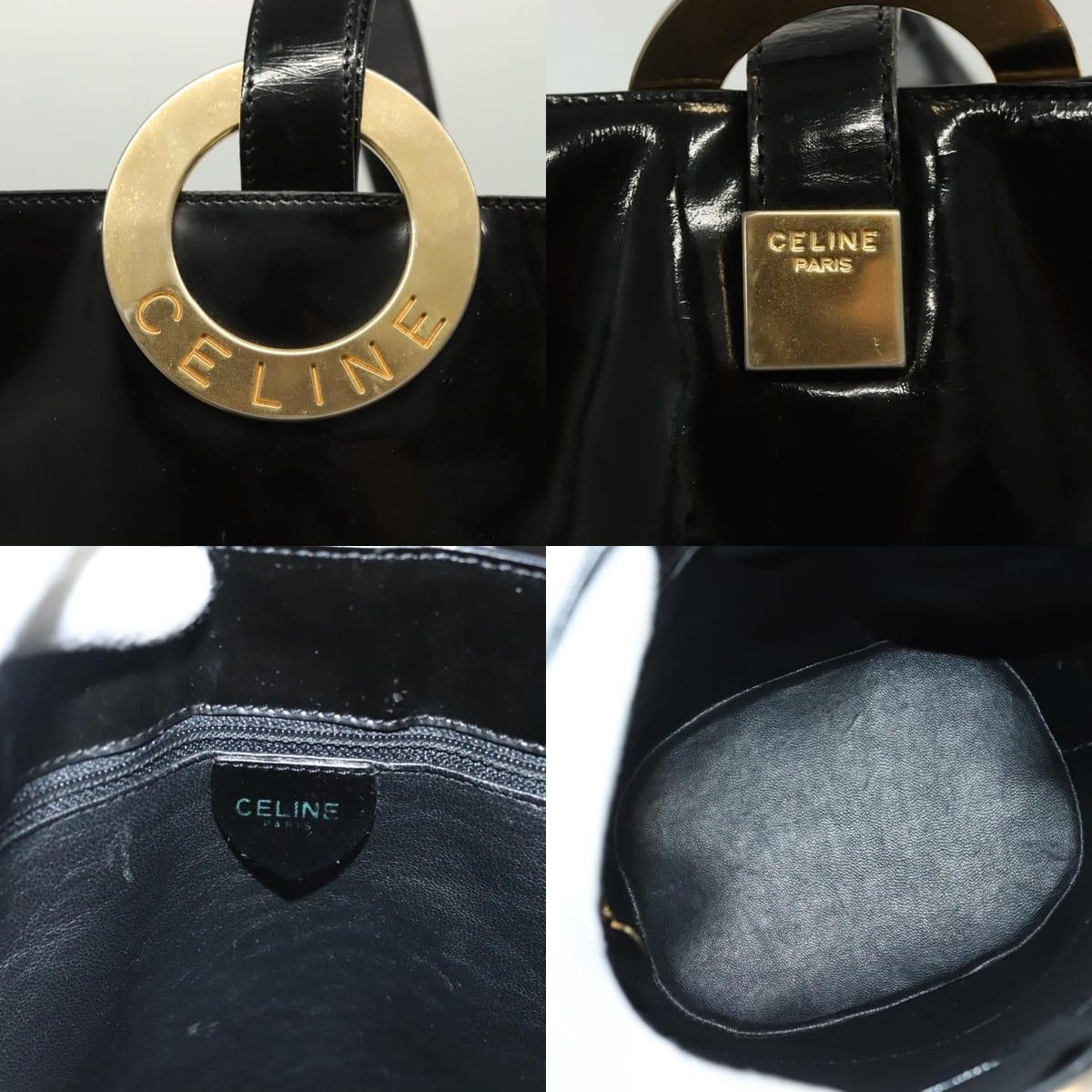 Celine CELINE Circle Shoulder Bag Enamel Black Gold Size ONE SIZE - 11 Thumbnail