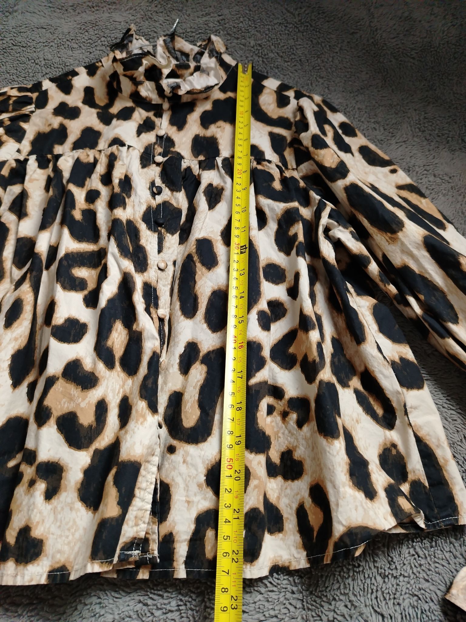 H&M Pre-Loved Blouse Women M Leopard Print Ruffle Collar Long Size M / US 6-8 / IT 42-44 - 4 Thumbnail