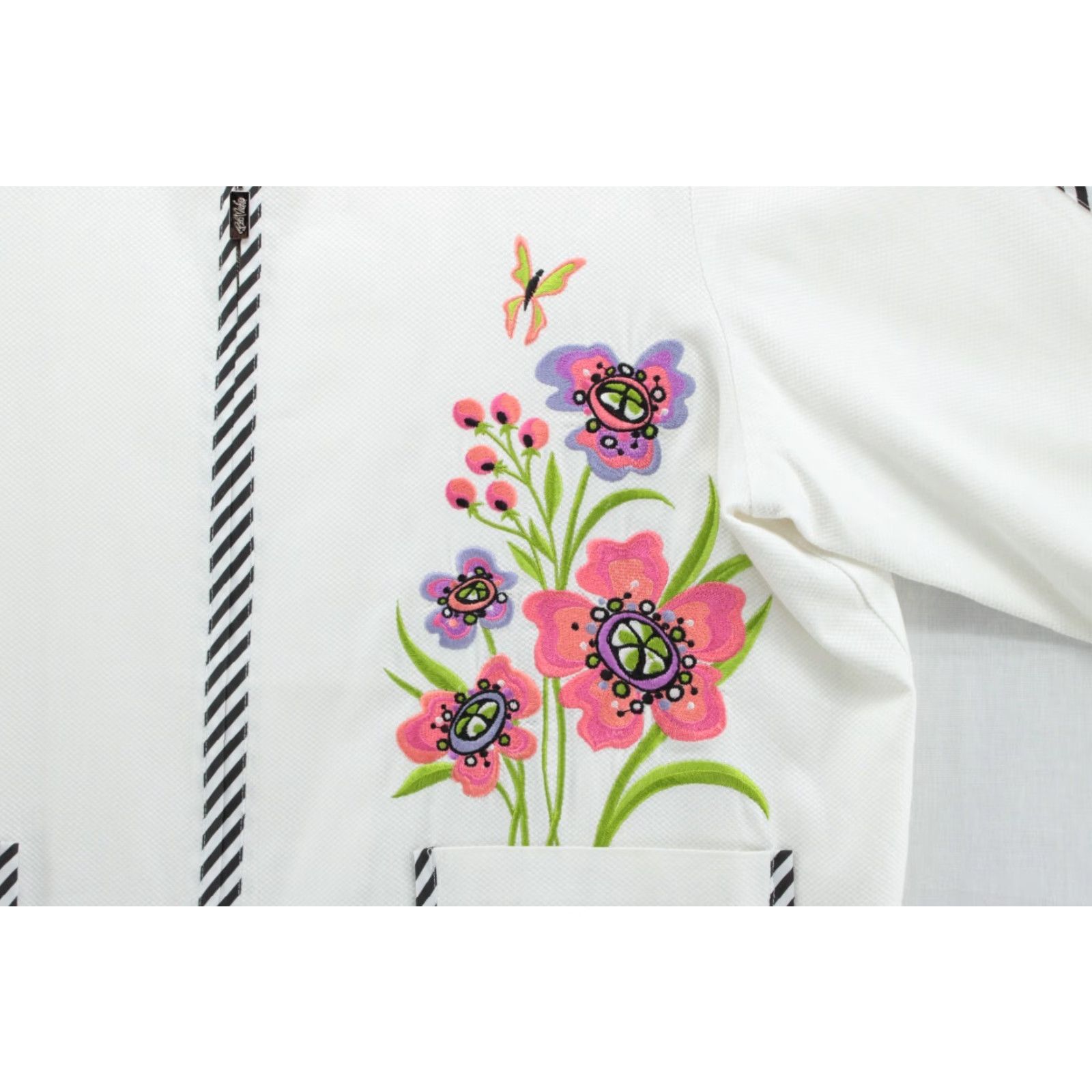 Bob Mackie VINTAGE Bob Mackie Wearable Art Jacket Womens 2X White Floral Full Zip Old Money Jacket (Plus Size) Womens 90s Art Classic Designer Outdoor Size XXL / US 16-18 / IT 52-54 - 4 Thumbnail