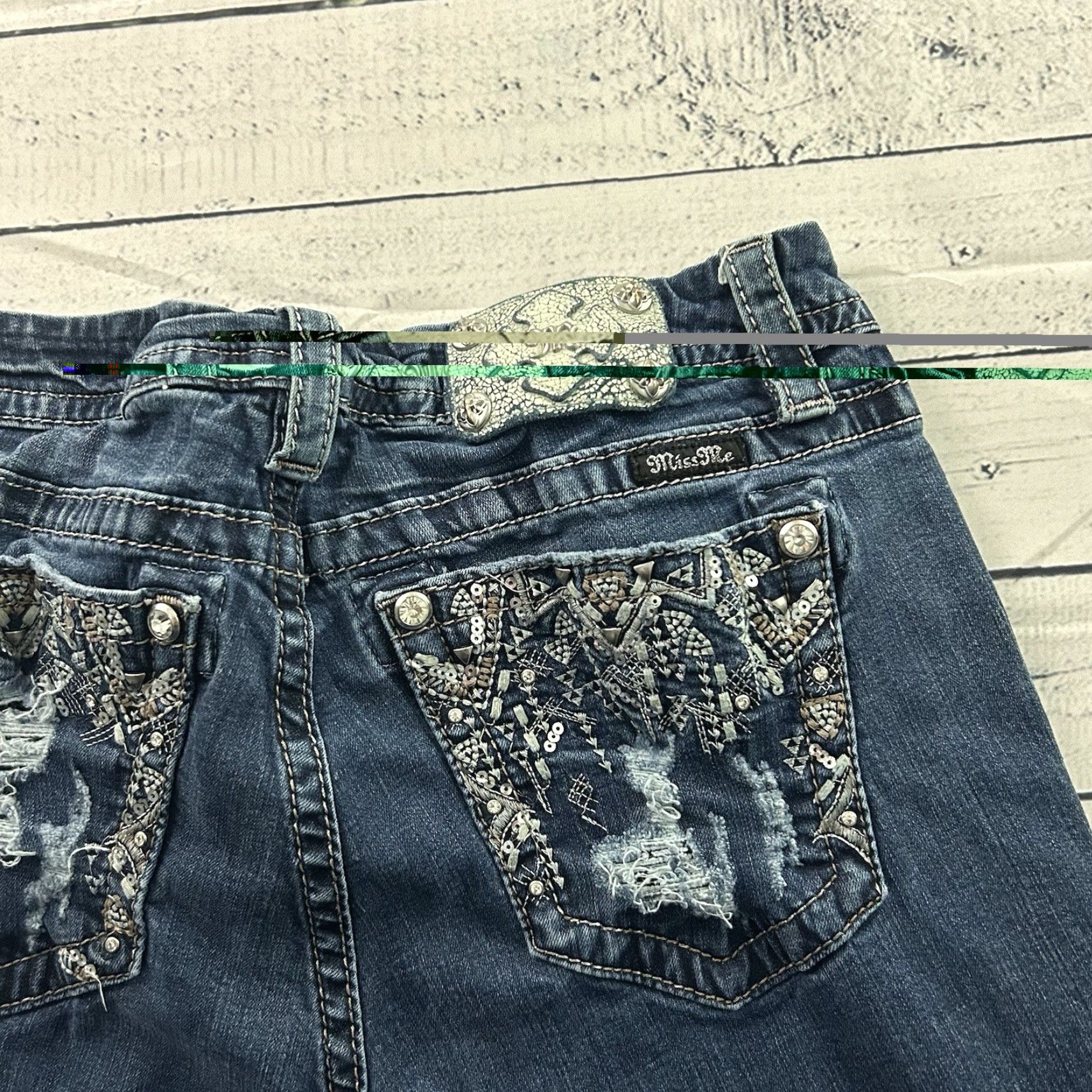 Miss Me Miss Me Jeans Cropped Denim Blue 32 WOMEN's Y2K Vintage? Size 24" / US 00 / IT 34 - 5 Thumbnail