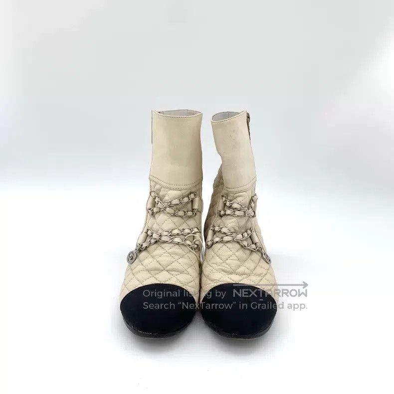 Chanel Chanel Beige diamond chain zipper casual flat boots Size US 5.5 / IT 35.5 - 3 Thumbnail