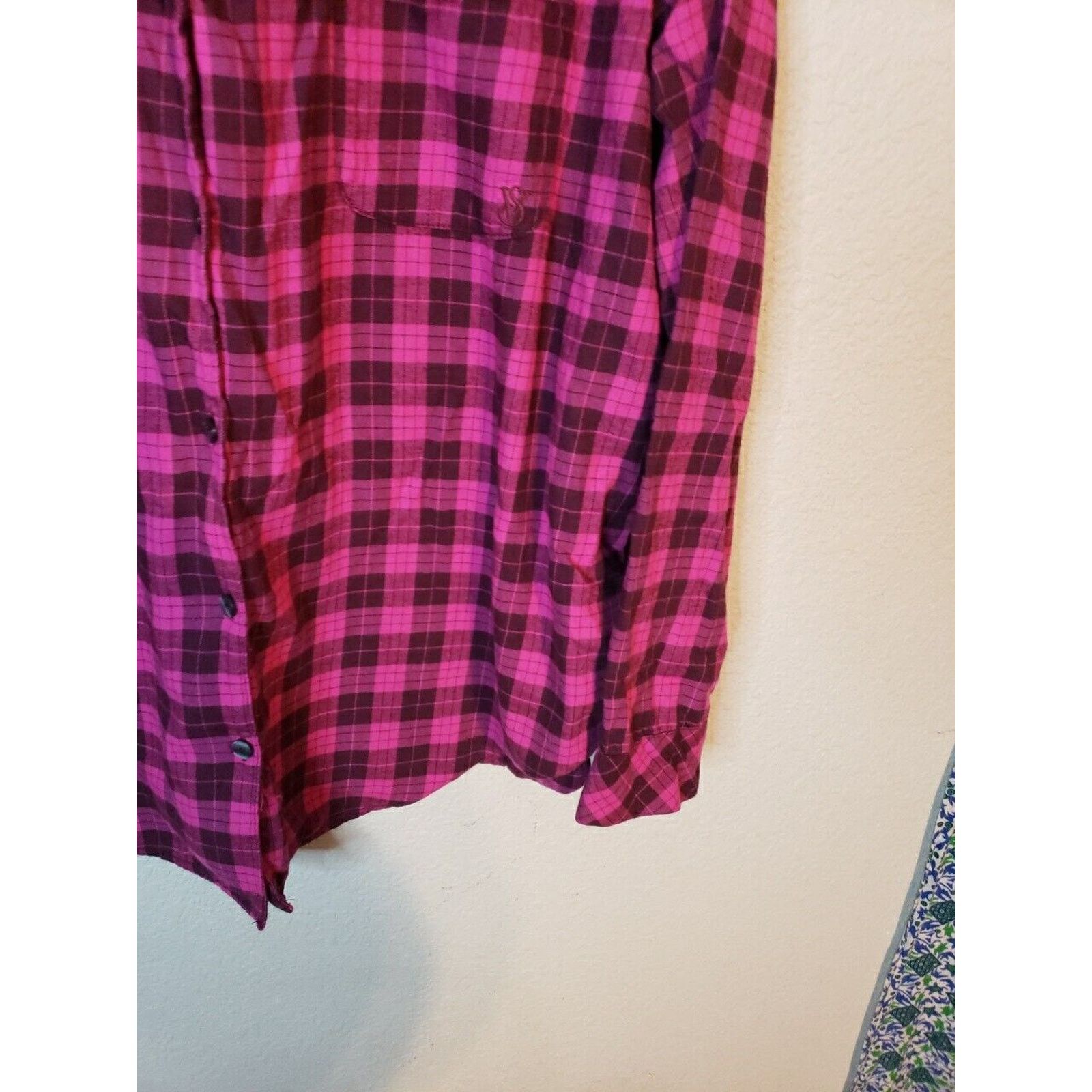 Victoria's Secret Victoria's Secret Pajama Top Womens Large Pink Plaid Size ONE SIZE - 6 Thumbnail