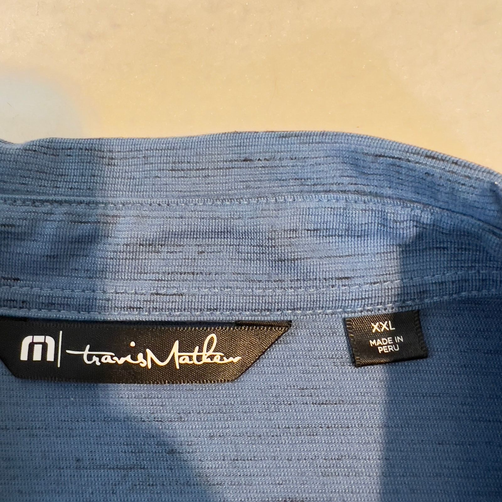 TravisMathew Travis Mathew Golf Polo Shirt Men's 2XL "Textured" Blue Size US XXL / EU 58 / 5 - 2 Thumbnail