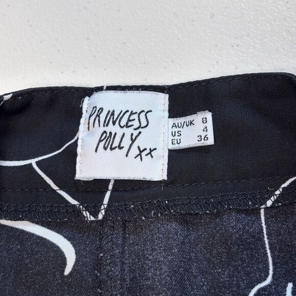 PRINCESS POLLY Princess Polly Women 4 Pants Hi Rise Black Faces Straight Size 27" / US 4 / IT 40 - 6 Thumbnail