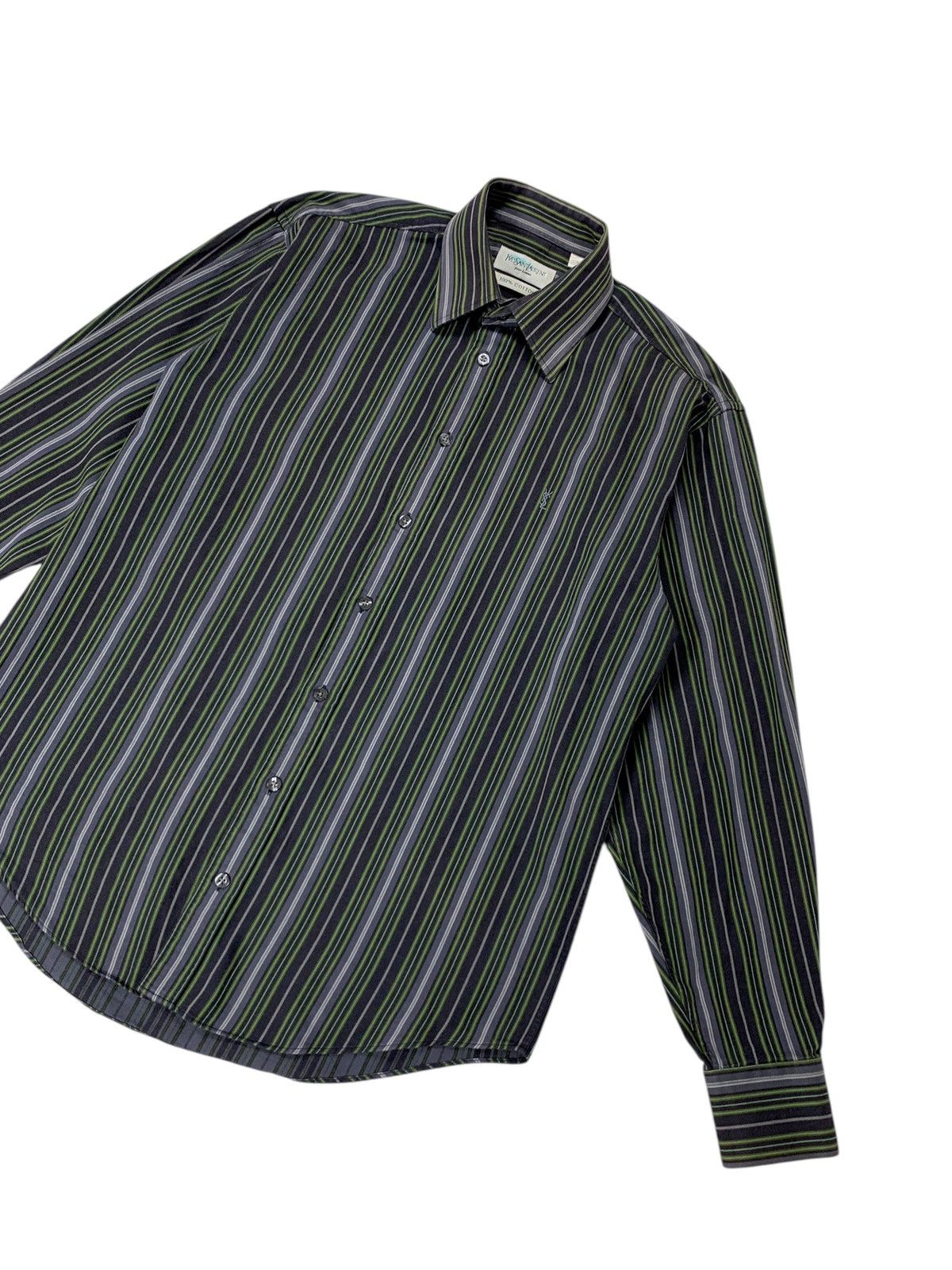Yves Saint Laurent Yves Saint Laurent YSL Logo Striped Cotton Shirt Size US M / EU 48-50 / 2 - 4 Thumbnail