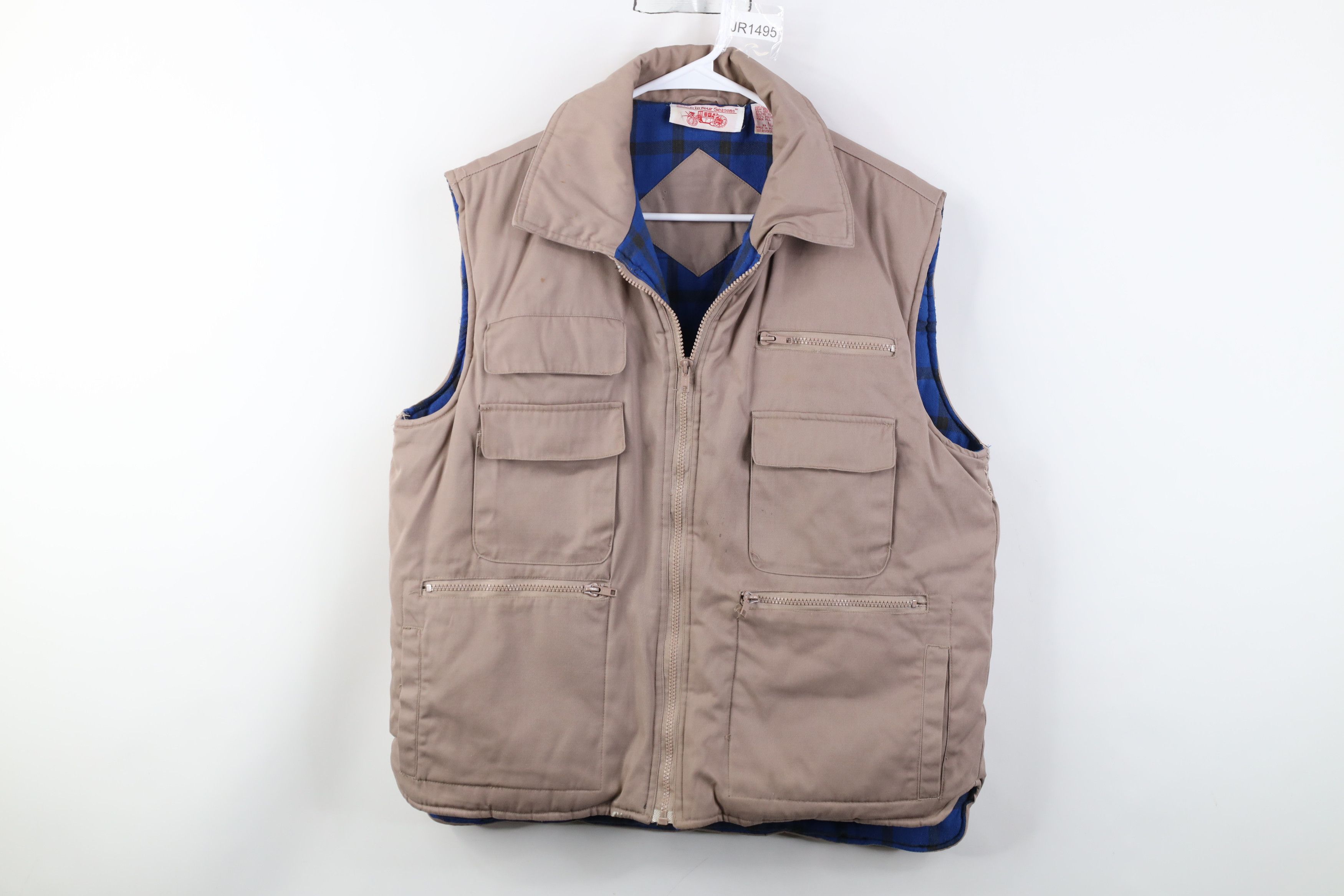 Vintage Vintage 70s Streetwear Flannel Lined Puffer Vest Jacket Size US L / EU 52-54 / 3 - 1 Thumbnail