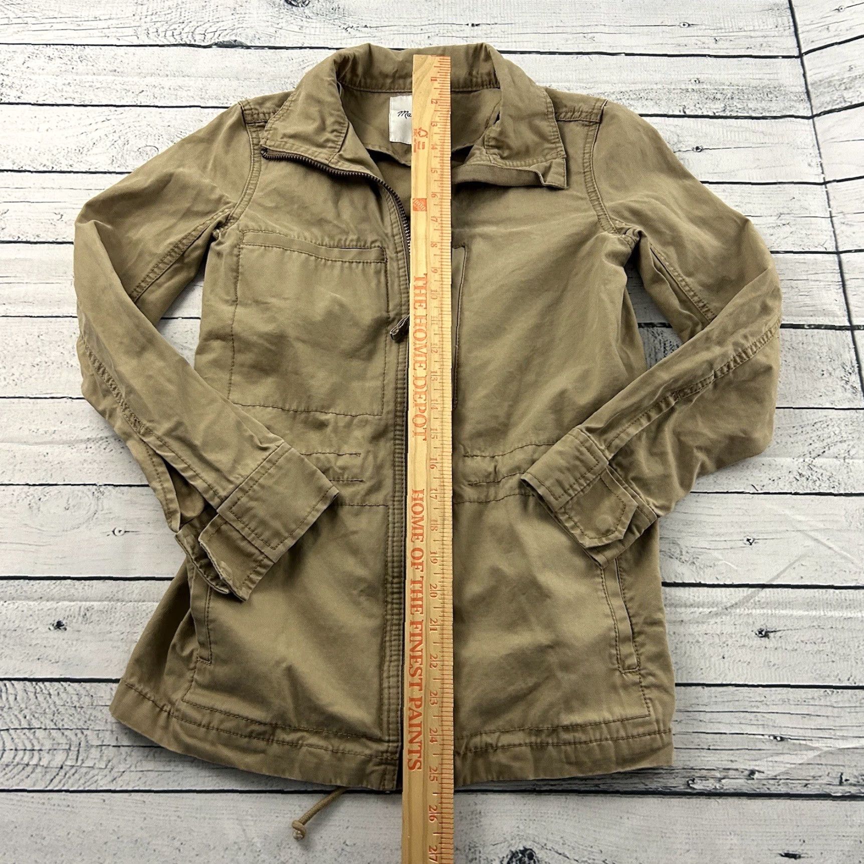 Madewell Madewell Jacket Women XXS Beige Khaki Long Sleeve Full Zip Casual Cotton Size XXS / US 00 / IT 34 - 3 Thumbnail