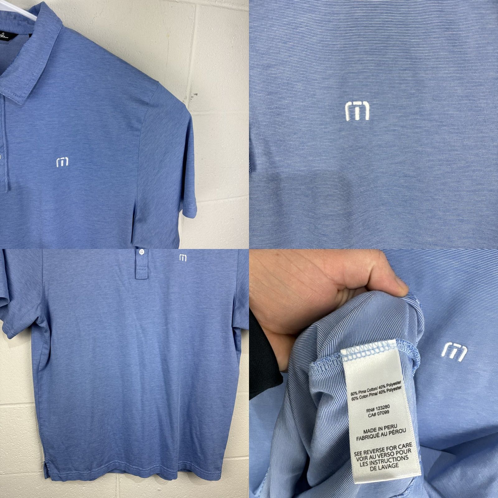 TravisMathew Travis Mathew Performance Polo Shirt Men's XL Blue Lightweight Golf Cotton Size US XL / EU 56 / 4 - 8 Thumbnail