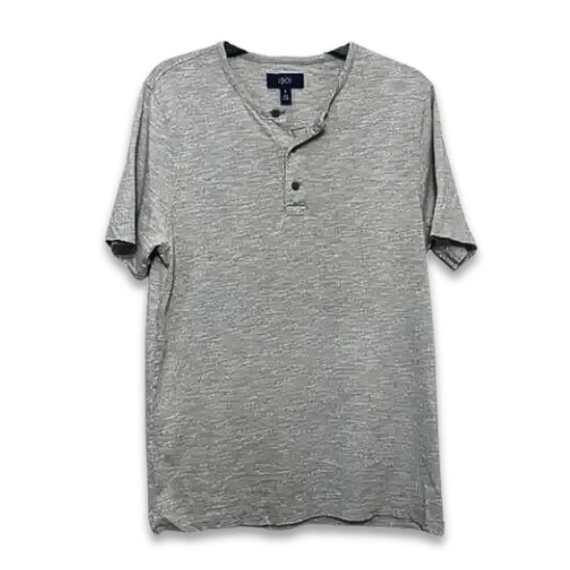1901 1901 Henley T-Shirt Short Sleeve 100% Cotton Gray Men's S Size US S / EU 44-46 / 1 - 1 Thumbnail