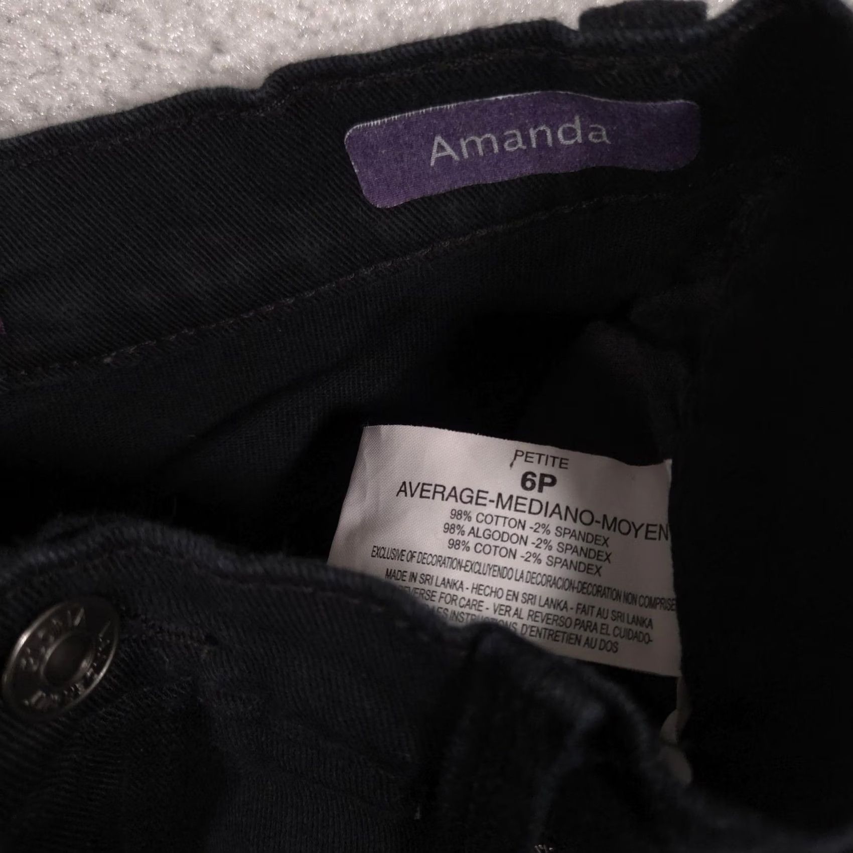 Gloria Vanderbilt Gloria Vanderbilt Amanda Jeans Womens 6P Short Black High Rise Tapered Stretch Size 28" / US 6 / IT 42 - 7 Thumbnail