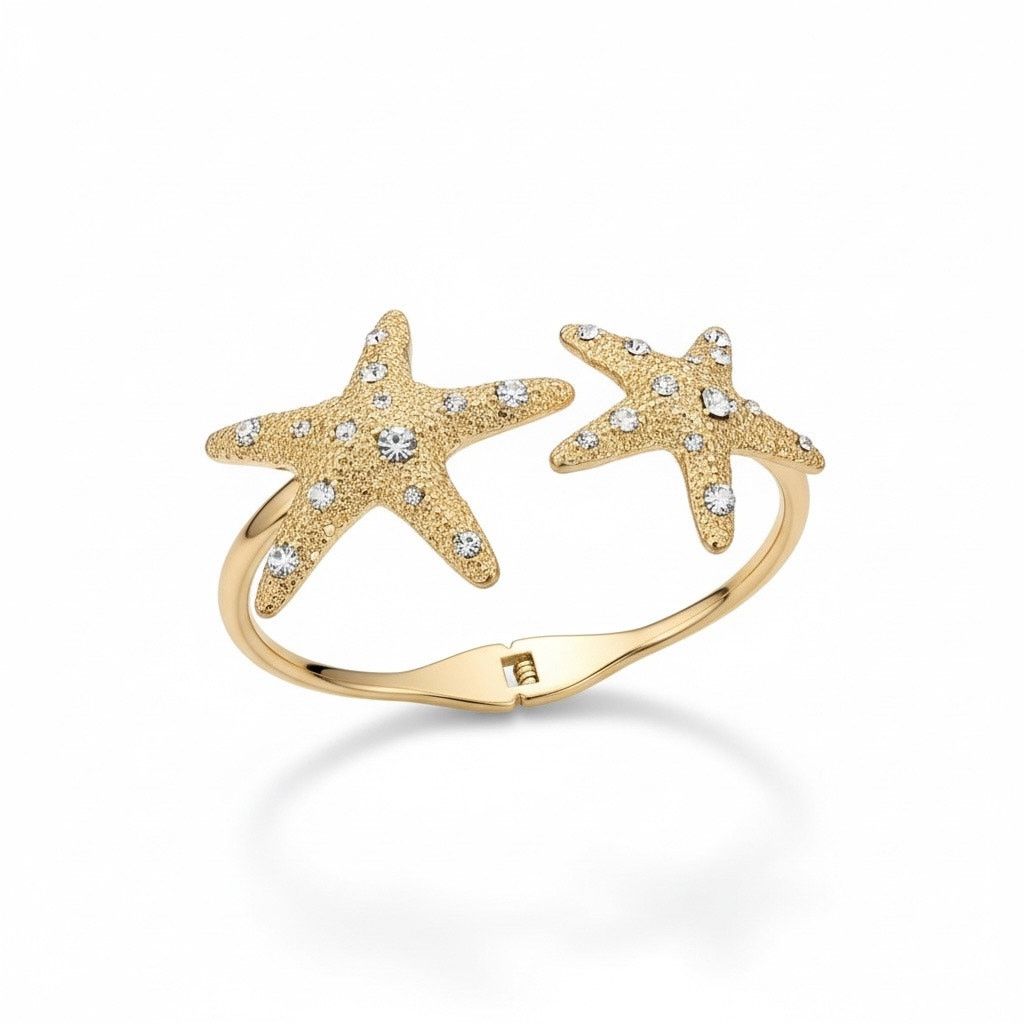Other And Now This Gold Starfish Cuff Bracelet CZ Size ONE SIZE - 1 Thumbnail