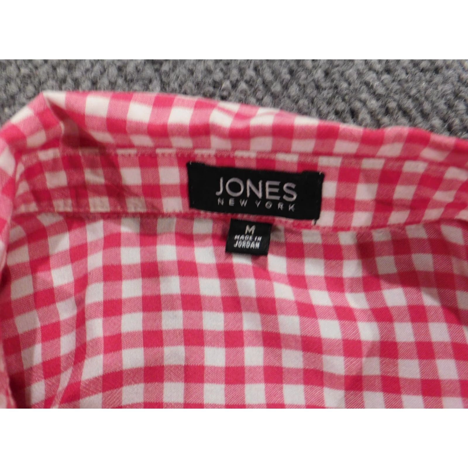 Jones New York Jones New York Womens Button-Up Blouse M Pink Plaid Casual Long Sleeve Round Neck Button-Up Top Regular Fit Womens Size M / US 6-8 / IT 42-44 - 5 Thumbnail