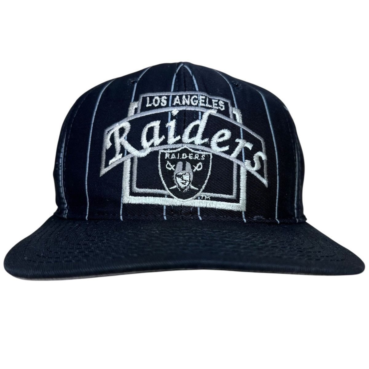 NFL NFL Los Angeles Raiders Twill Pinstriped Spell Out Snapback Size ONE SIZE - 1 Thumbnail