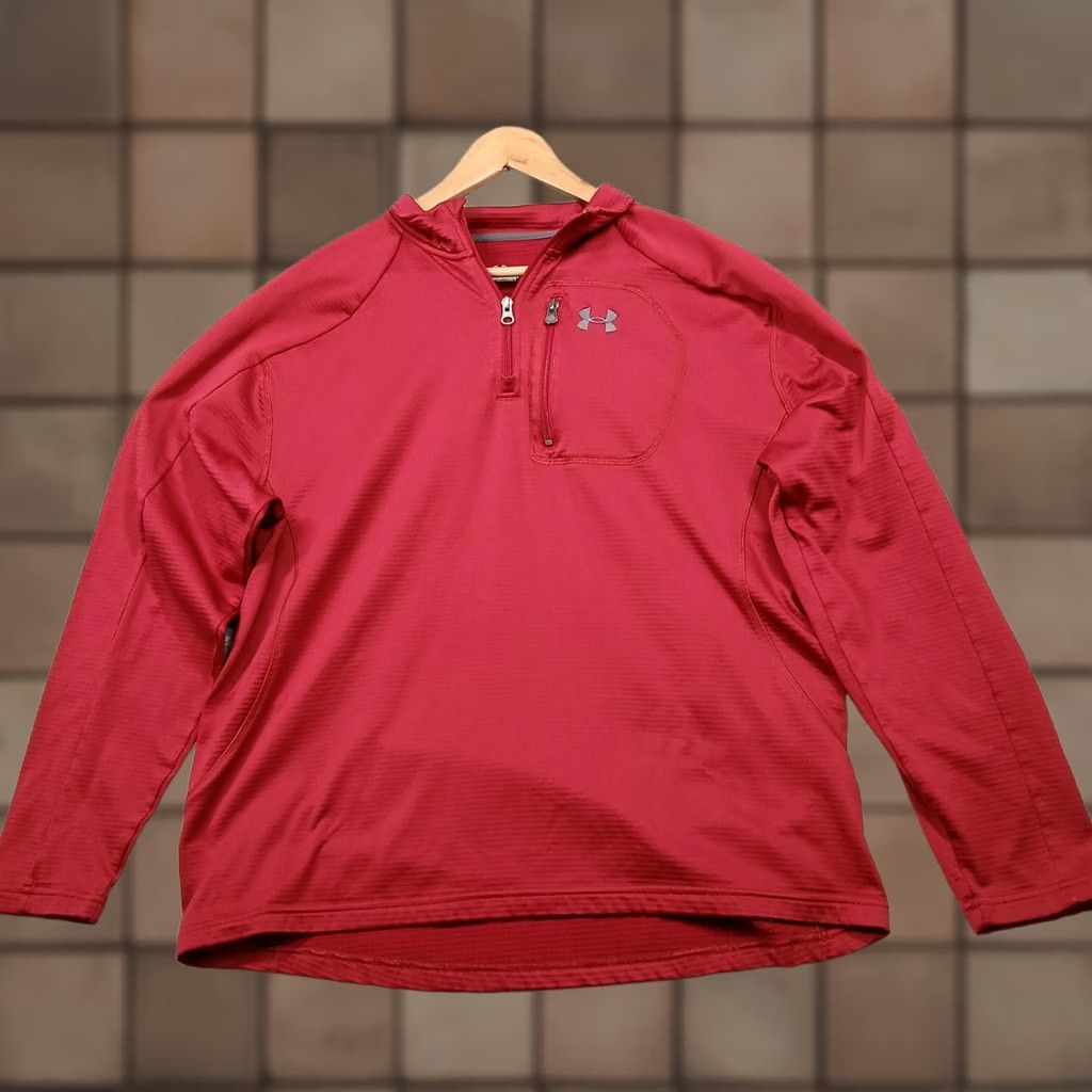 Under Armour Under Armour ColdGear 1/4 Zip Pullover Men XL Red Long Sleeve Performance Top Size US XL / EU 56 / 4 - 1 Thumbnail