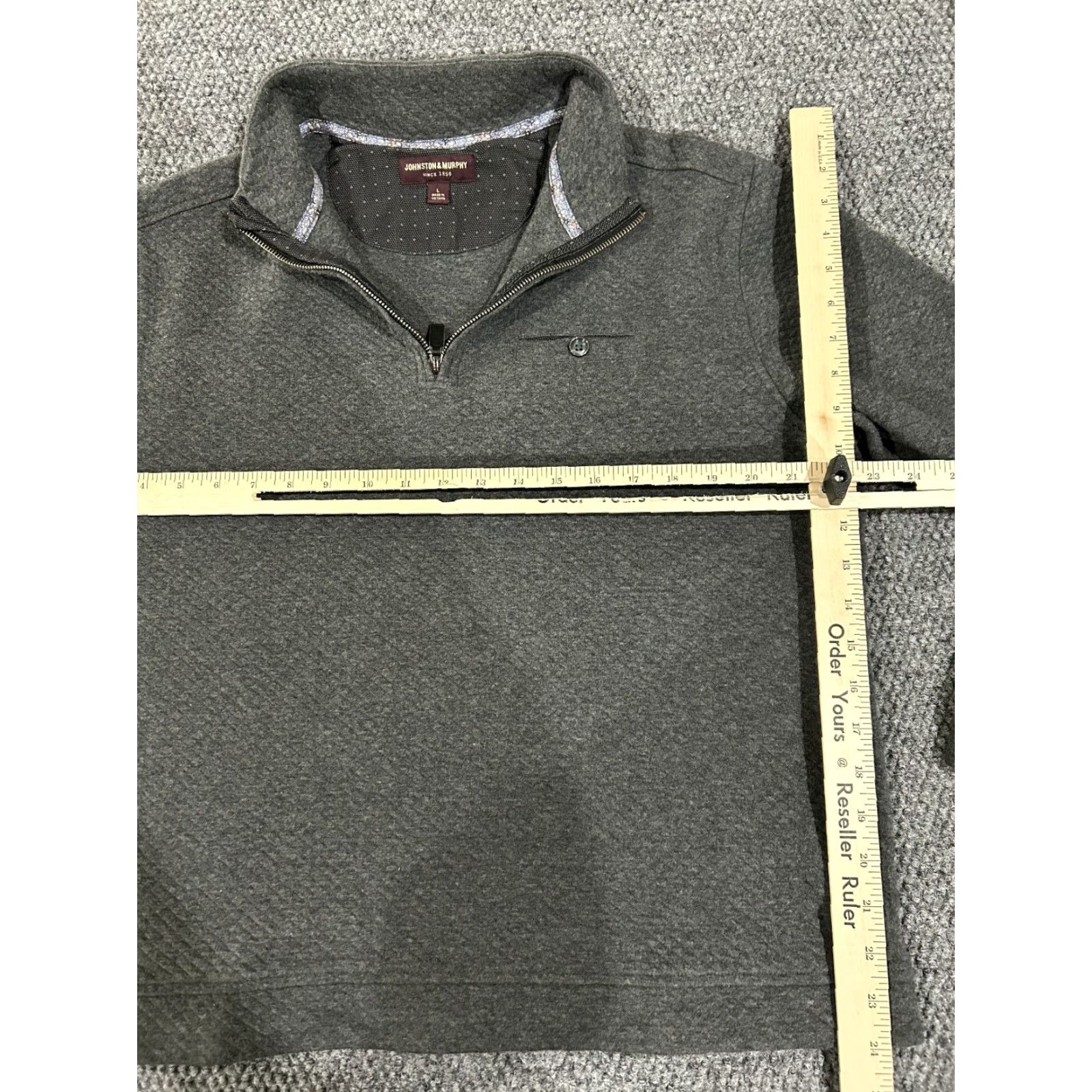 Johnston & Murphy Johnston & Murphy quarter zip sweater Mens Large Gray knit casual pullover Size US L / EU 52-54 / 3 - 4 Thumbnail