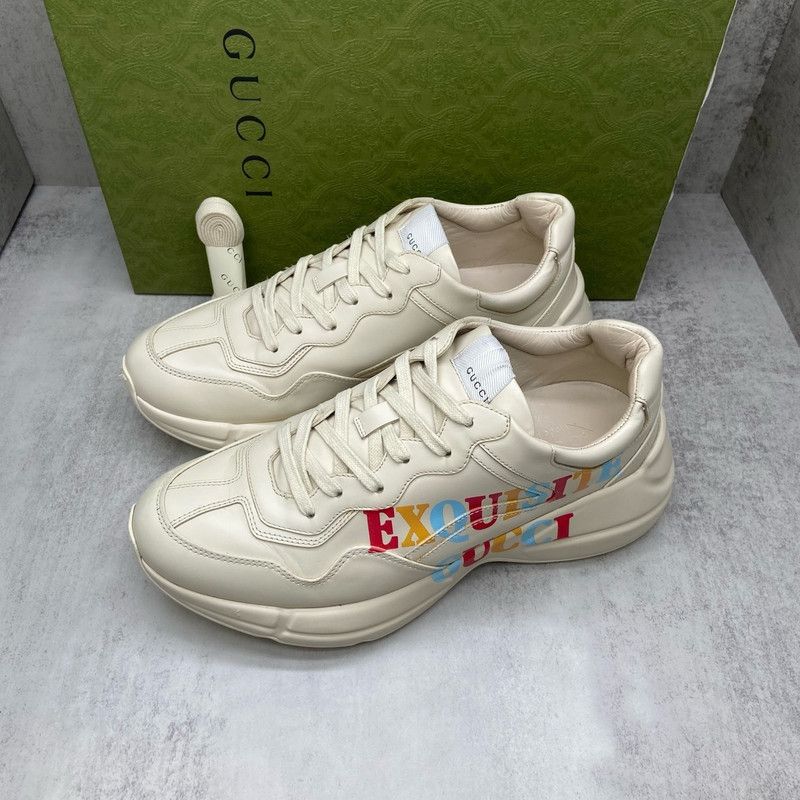 Gucci Gucci Rhyton Leather Low-Top Sneakers for Men 0079 Size US 9 / EU 42 - 1 Thumbnail
