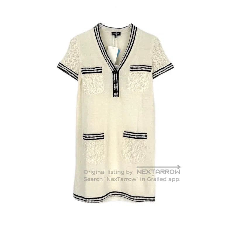 Chanel Chanel Beige mulberry silk knitted short-sleeved dress Size XXS / US 00 / IT 34 - 1 Thumbnail