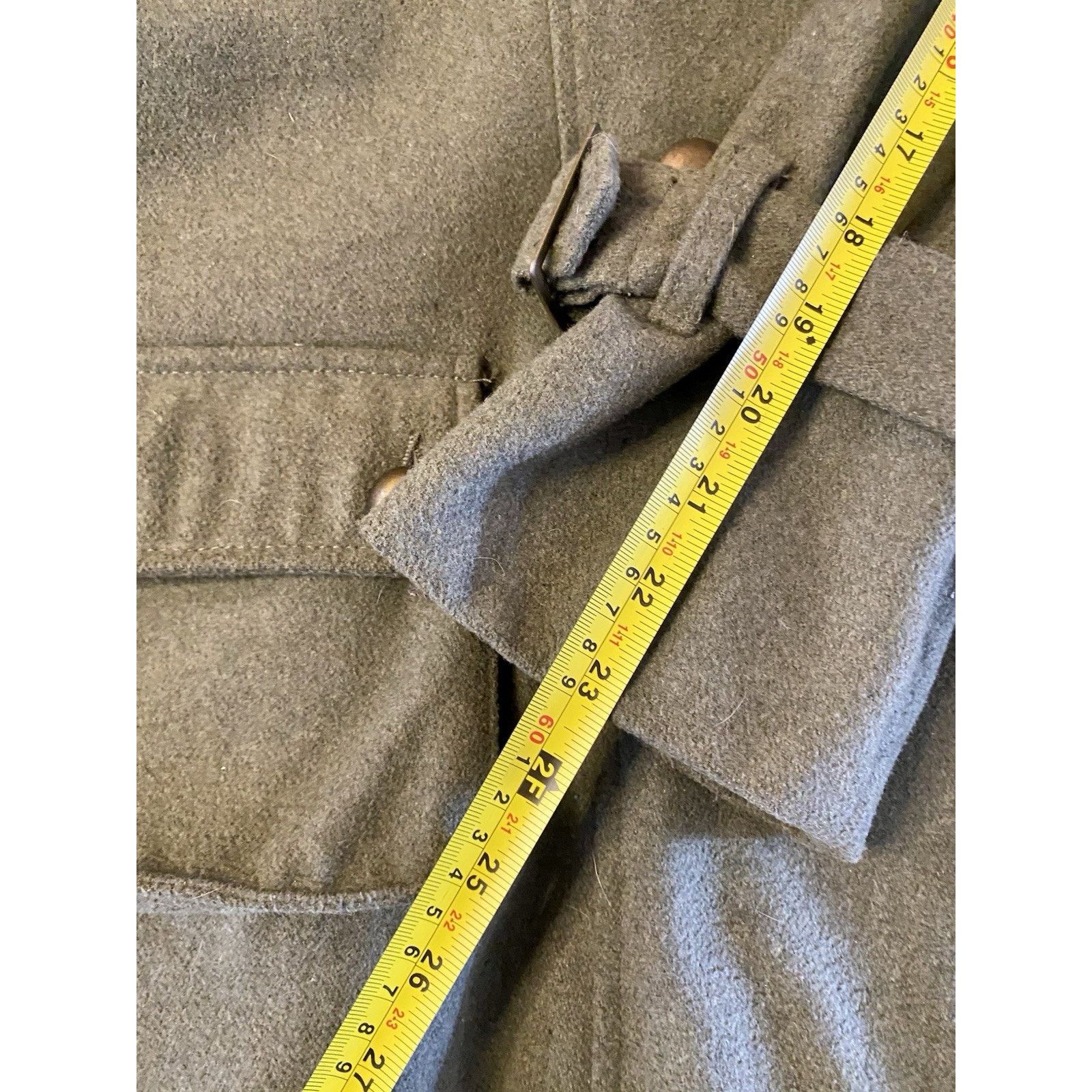 & Other Stories Coat Womens 2X Green Wool Peacoat Lane Crawford Fur Collar Size XXL / US 16-18 / IT 52-54 - 8 Thumbnail