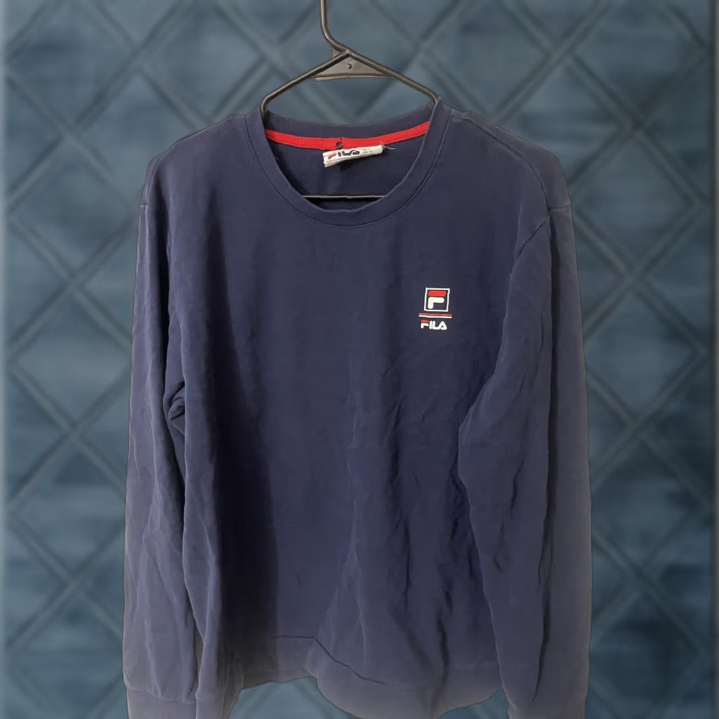 Fila VINTAGE FILA Sweatshirt Men Large L Long Sleeve Crew Neck Navy Blue Logo Casual Sports Pullover Size US L / EU 52-54 / 3 - 1 Thumbnail