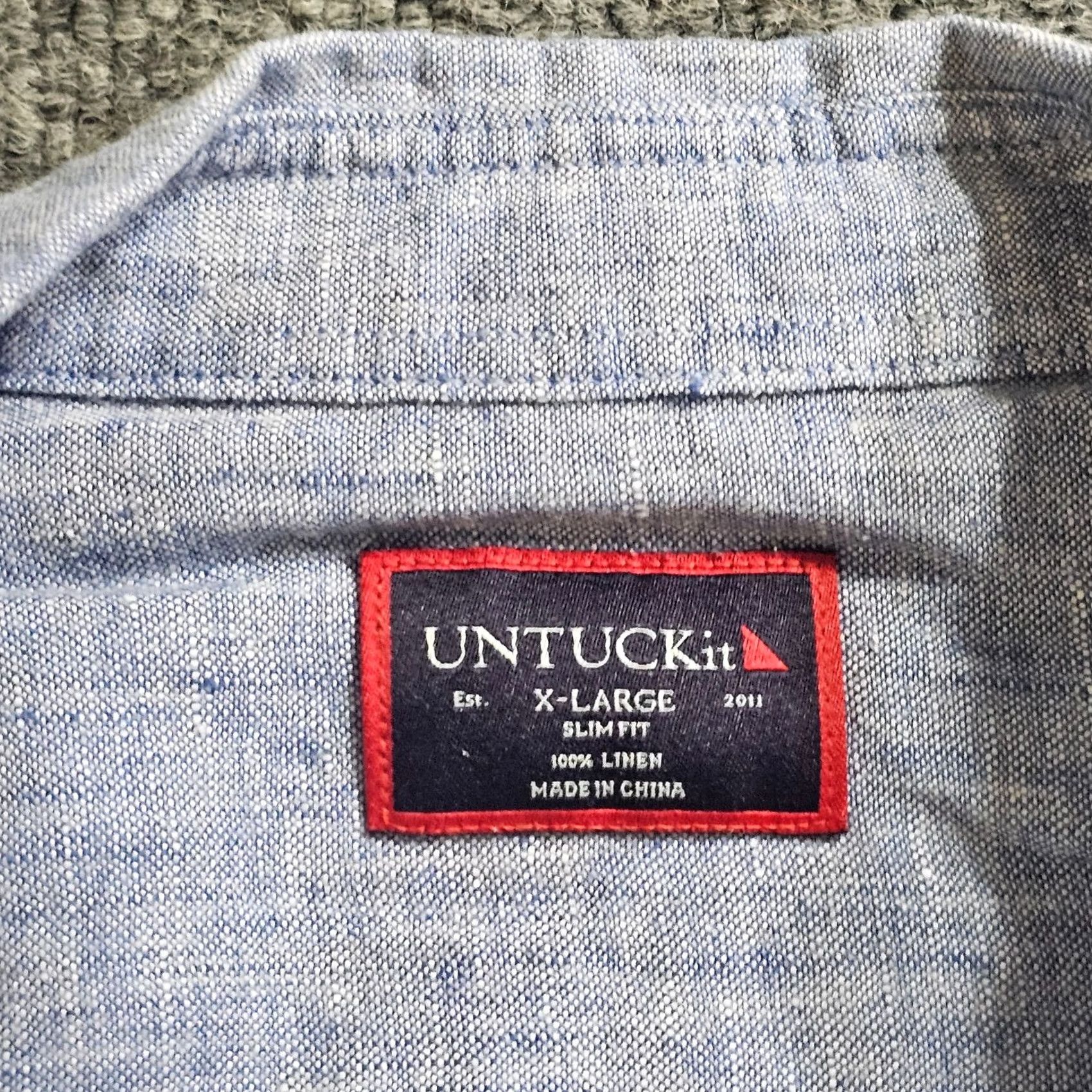 UNTUCKit UNTUCKit Shirt Mens XL Blue Linen Button Long Sleeve Classic Capsule Shirt Size US XL / EU 56 / 4 - 3 Thumbnail