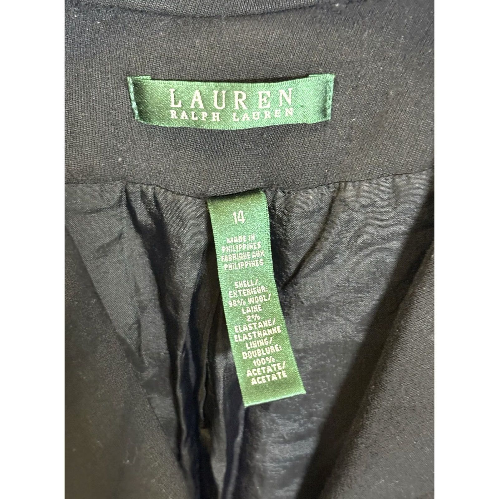 Ralph Lauren VINTAGE Lauren Ralph Lauren Blazer Women Size 14 Black Wool Blend Classic Blazer Coat Size XL / US 12-14 / IT 48-50 - 3 Thumbnail
