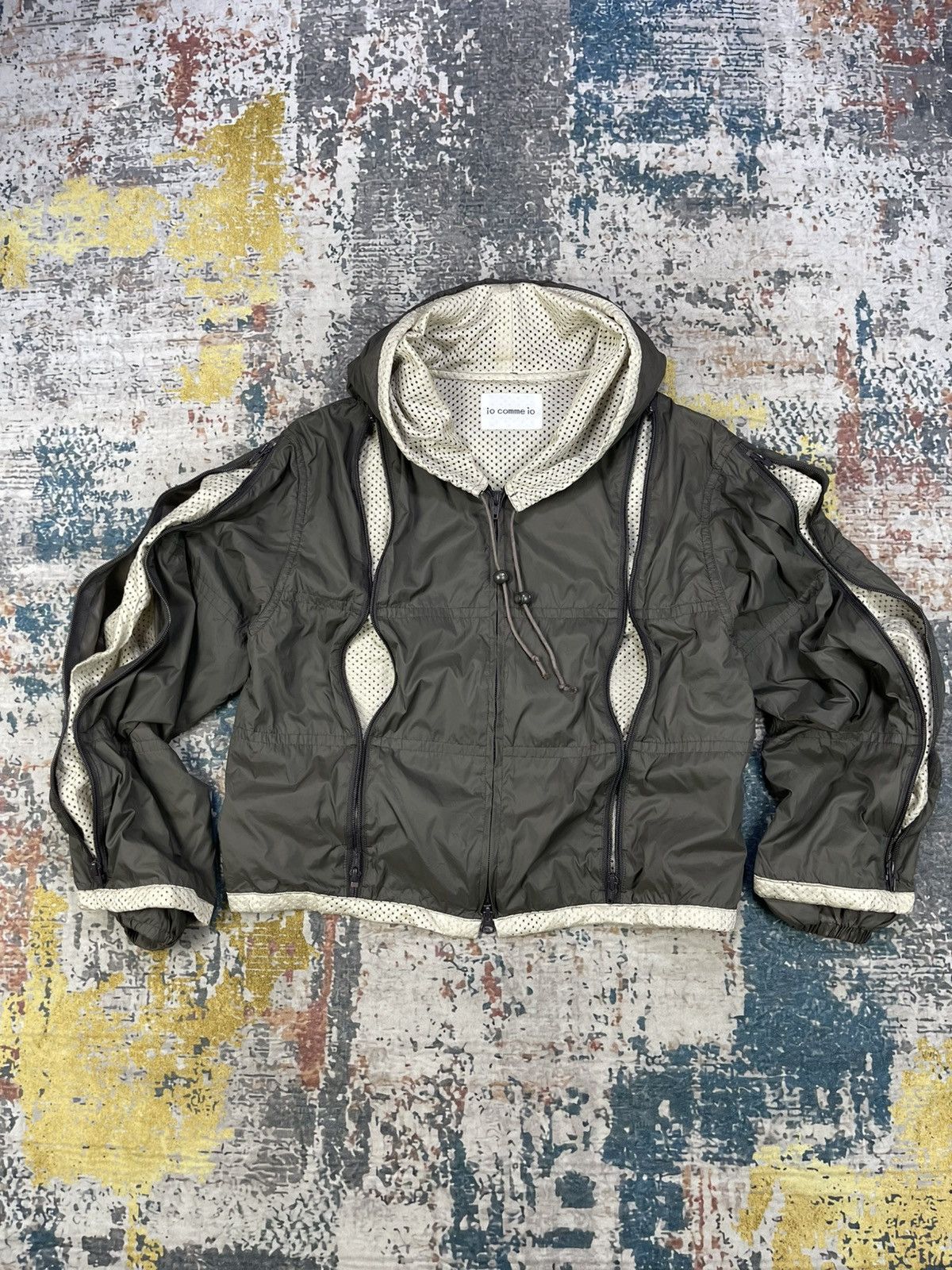 io Comme io All Over Multi Pocket Zipper Hooded Nylon Jacket