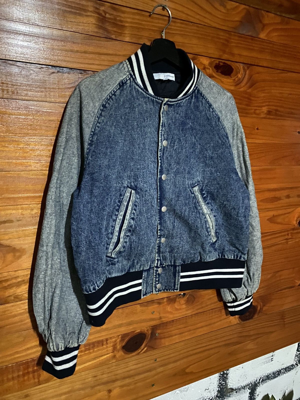Japanese Brand Junior Sweet Anti Babys Varsity Jacket Denim Bomber by WEGO Size M / US 6-8 / IT 42-44 - 5 Thumbnail
