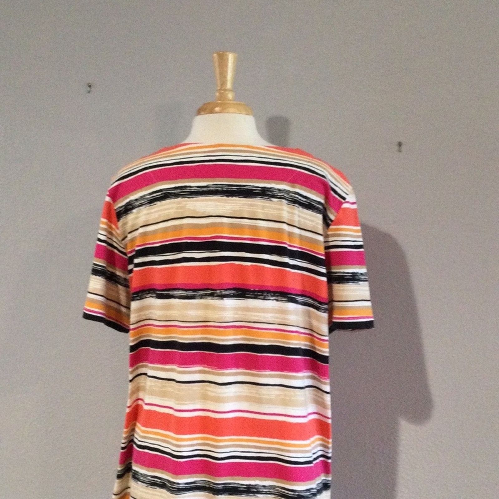 Other Alfred Dunner Multicolor Stripe Stud Trim T-Shirt Size XL Size XL / US 12-14 / IT 48-50 - 9 Thumbnail