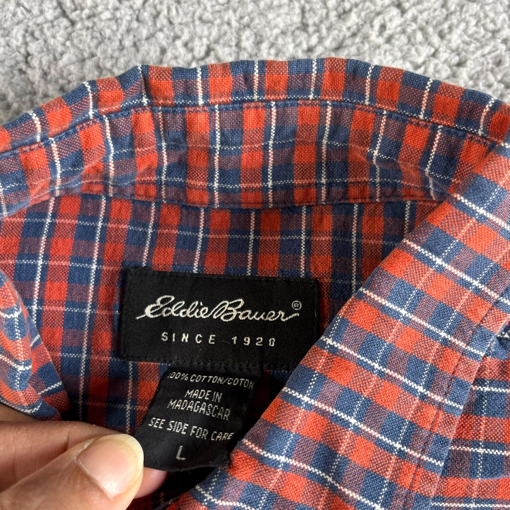 Eddie Bauer VINTAGE Eddie Bauer Shirt Mens L Red Blue Plaid Button-Up Casual Workwear Shirt (No tag) Size US L / EU 52-54 / 3 - 3 Thumbnail