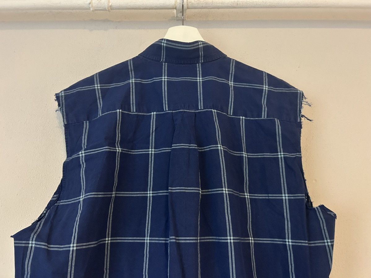 Balenciaga Sleeveless Blue Plaid Shirt with Raw Edges Size US M / EU 48-50 / 2 - 7 Thumbnail