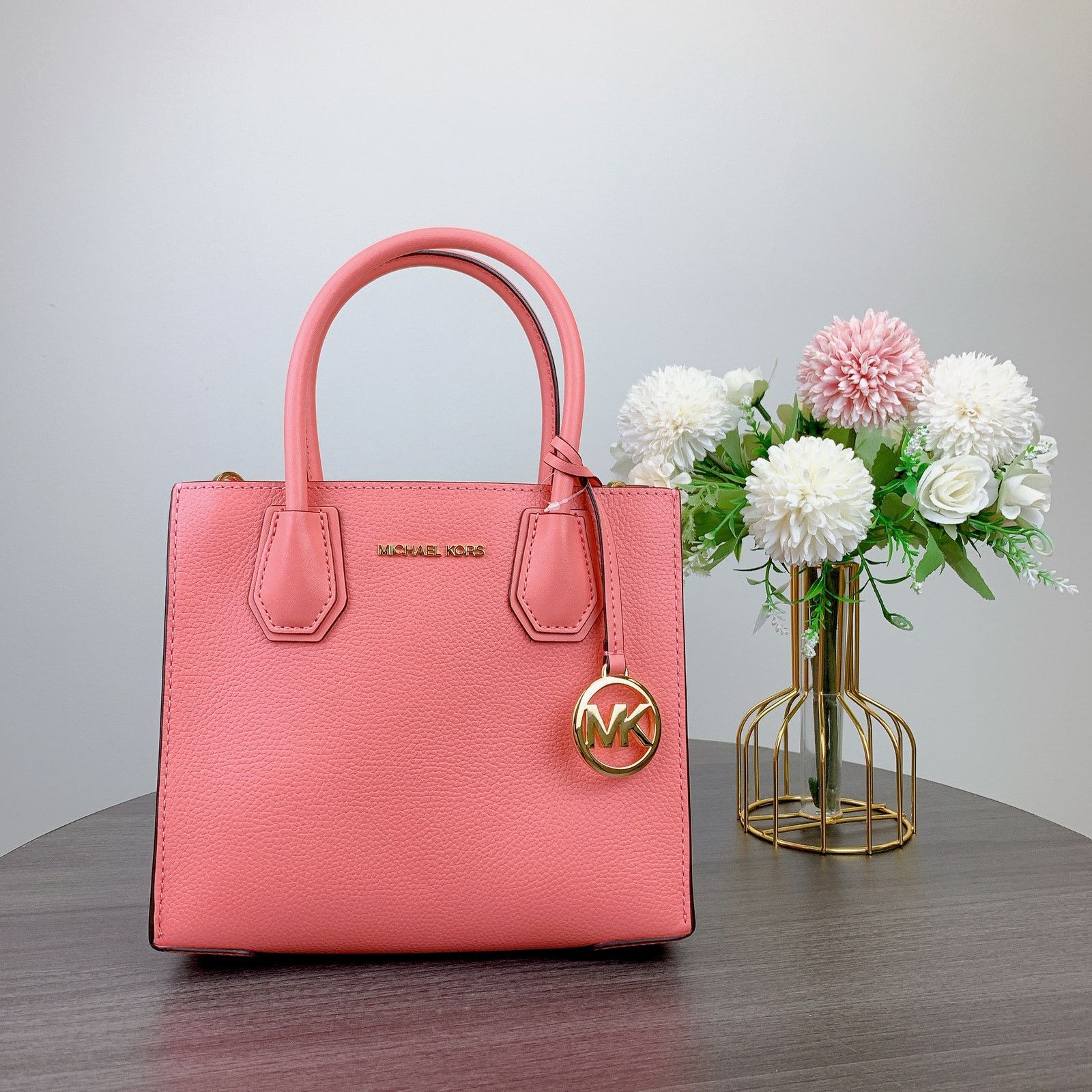 Michael Kors Michael Kors 35S1GM9M2L Mercer Pebbled Leather IN GRAPEFRUIT Size ONE SIZE - 3 Thumbnail