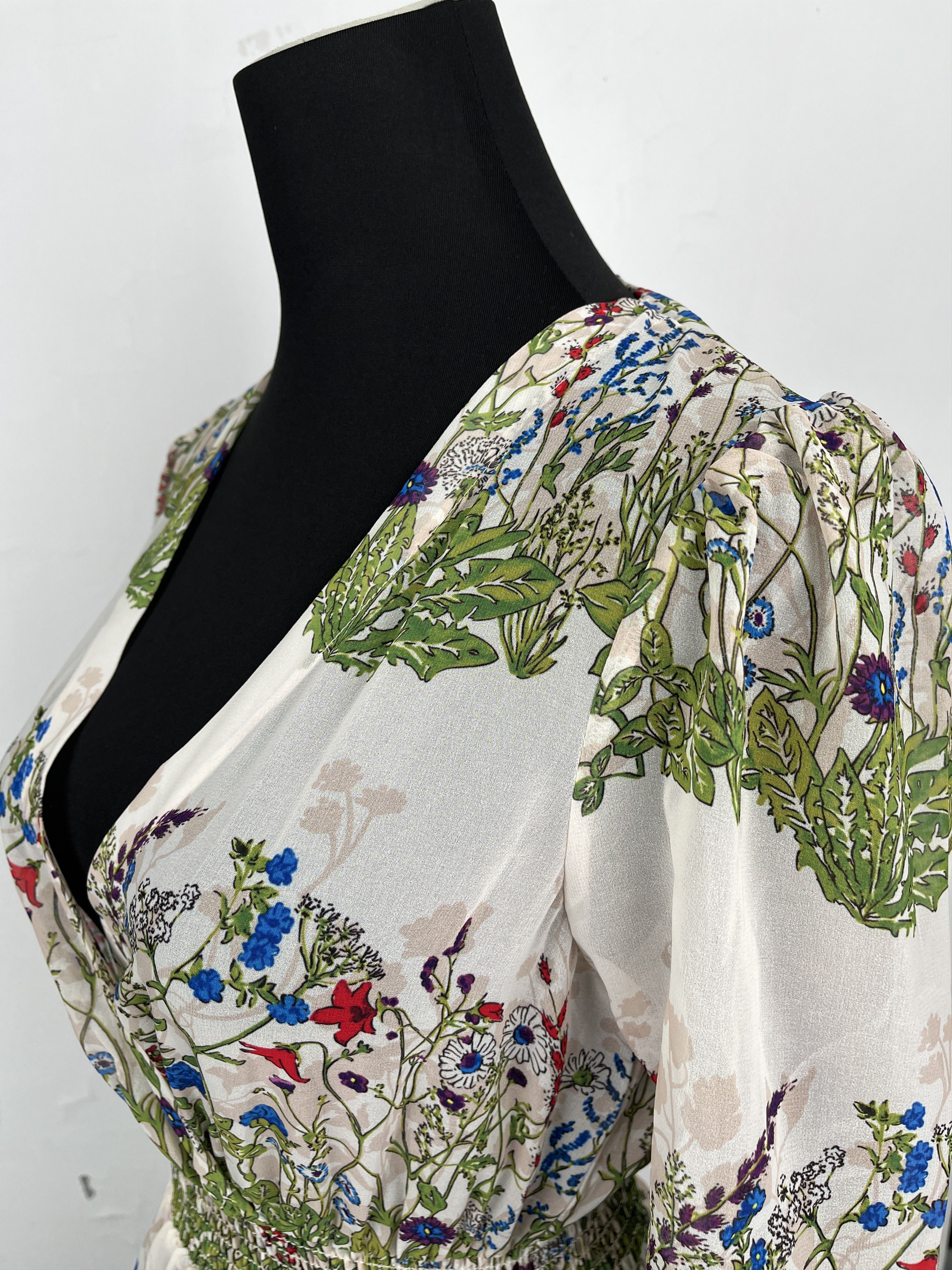 Maje Botanical Print Long Ruffled Dress Size XXS / US 00 / IT 34 - 5 Thumbnail
