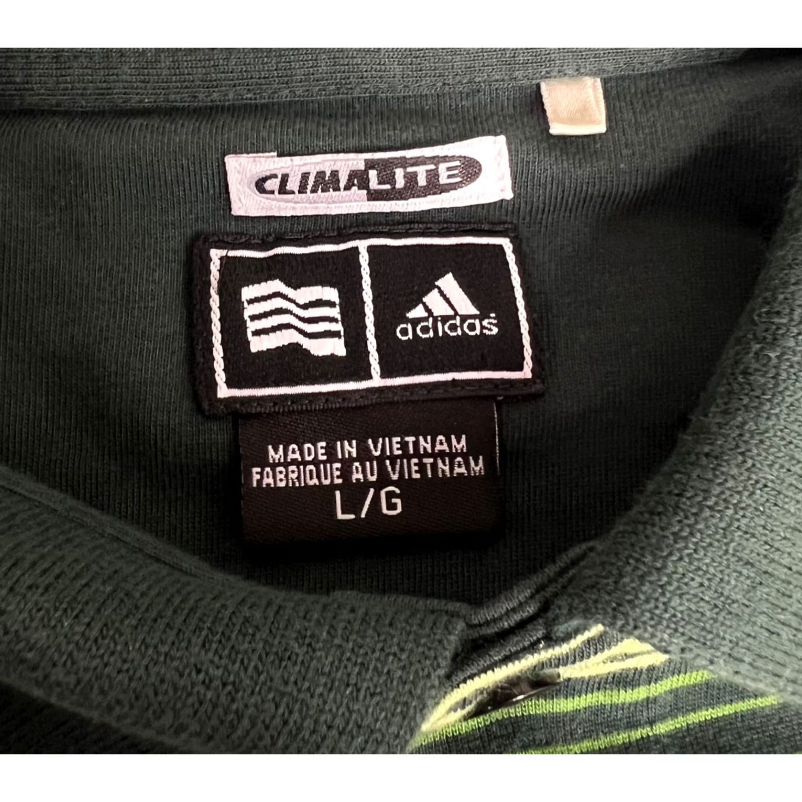 Adidas Adidas Climalite Mens Striped Golf Polo Shirt L Green Cotton Polyester Knit Short Sleeve Polo Size US L / EU 52-54 / 3 - 5 Thumbnail