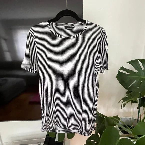 The Kooples Kooples Linen Black/White Striped T-Shirt Size US S / EU 44-46 / 1 - 1 Thumbnail