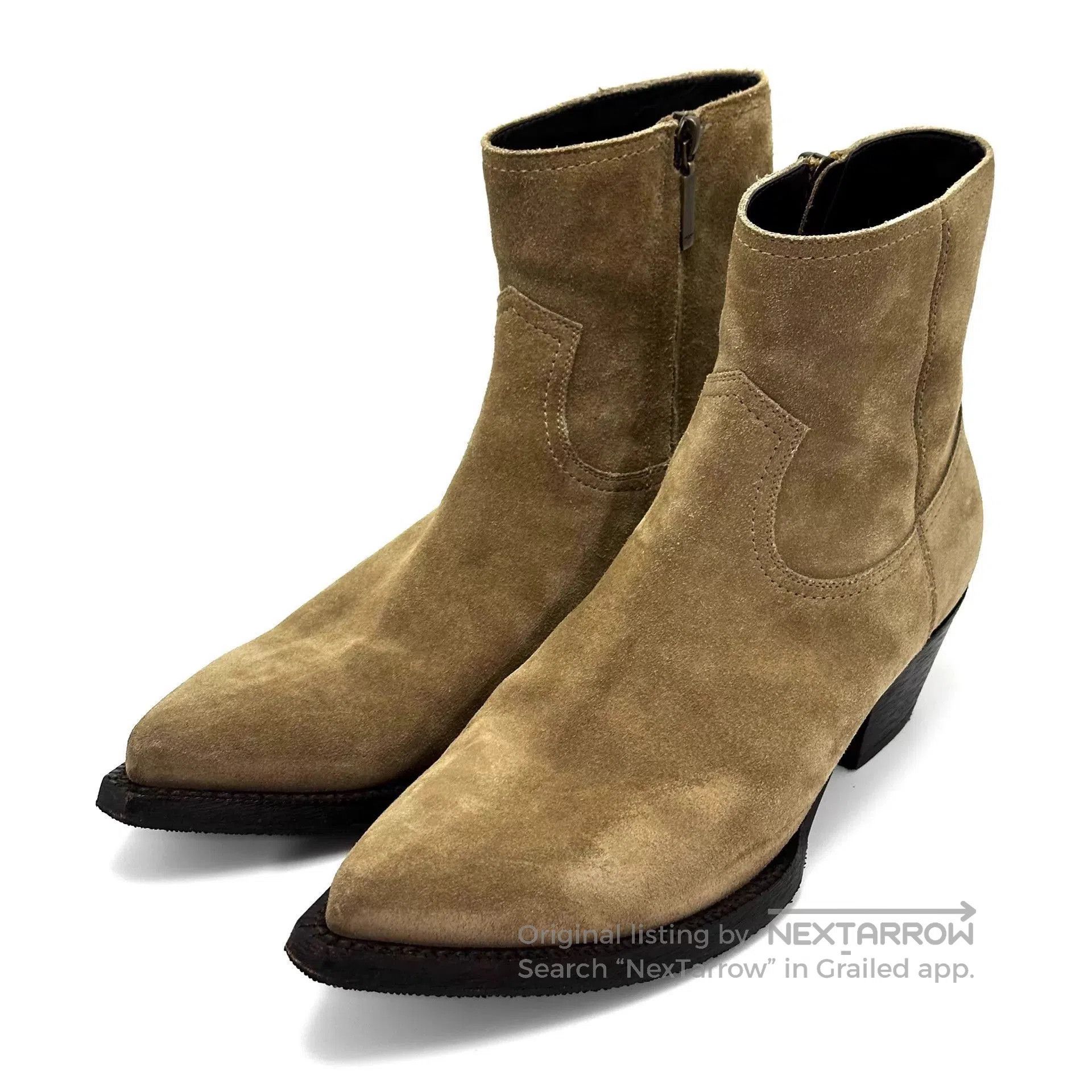 Yves Saint Laurent Beige Pointed-Toe Ankle Boots Size 9.5. Size US 9.5 / EU 42-43 - 2 Thumbnail