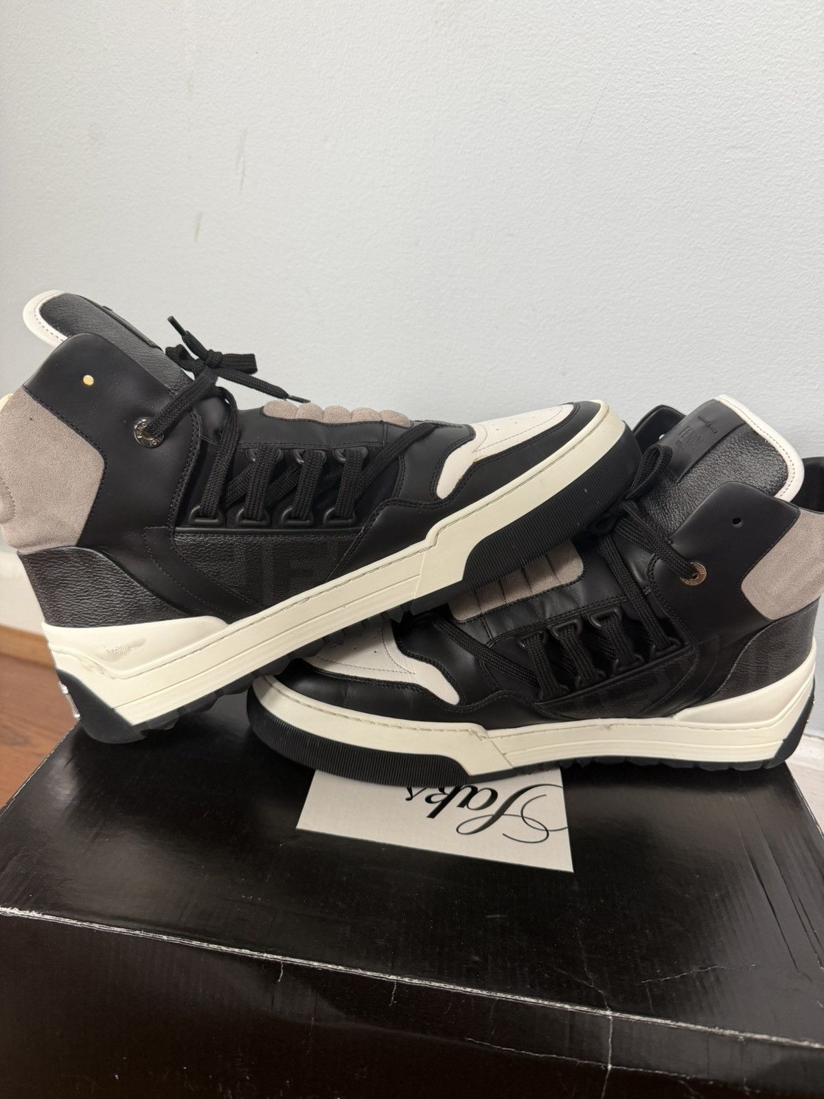Fendi Fendi Men's High Top Sneakers Black White Gray Size US 9 / EU 42 - 3 Thumbnail