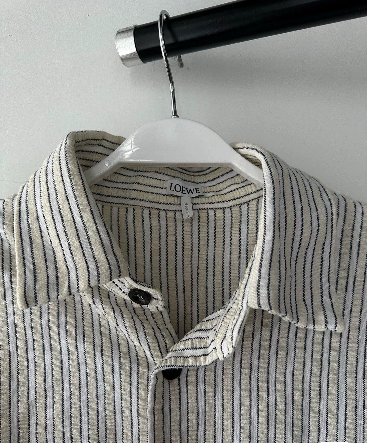 Loewe Loewe Striped Cotton Shirt with Leather Pocket Size US L / EU 52-54 / 3 - 3 Thumbnail