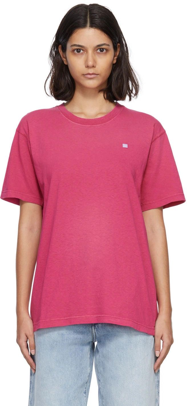 Acne Studios o1mle1224 Unisex Short Sleeve T-Shirt in Pink Size S / US 4 / IT 40 - 2 Thumbnail