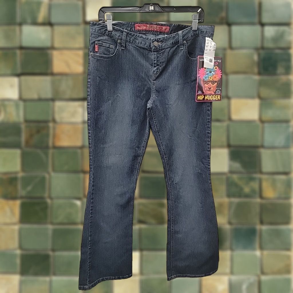 Vintage VINTAGE Mudd Jeans Womens 13 Blue Hip Hugger Flare Dark Wash 90s Bell Bottom Boot Cut Jeans Womens Size 34" / US 12 / IT 48 - 1 Thumbnail