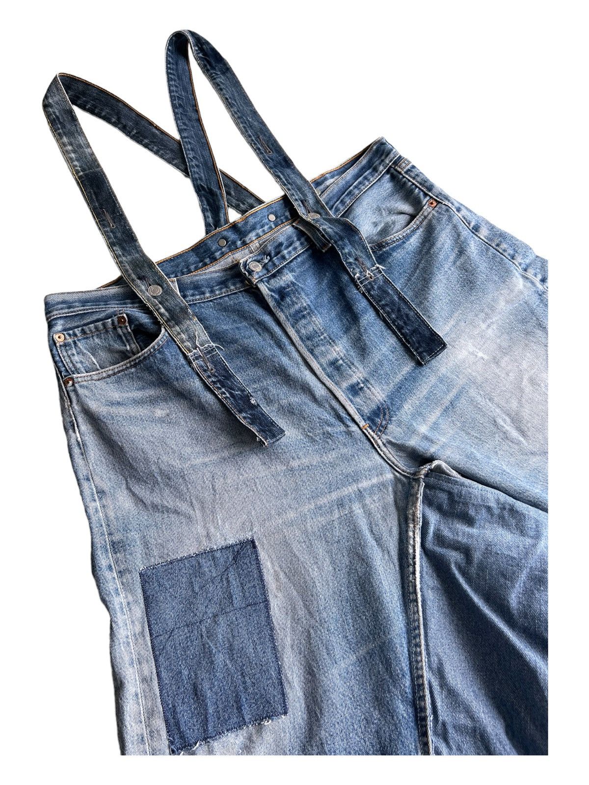 Levi's Vintage Clothing RARE Levi's 501 Reconstructed Baggy Jeans Suspender Overall Size US 38 / EU 54 - 7 Thumbnail