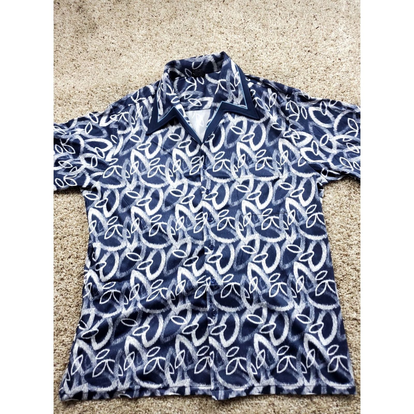 Vintage VINTAGE Joel Of California Shirt XL Blue Leaf Print Button Up Pointy Collar 70s Size US XL / EU 56 / 4 - 3 Thumbnail