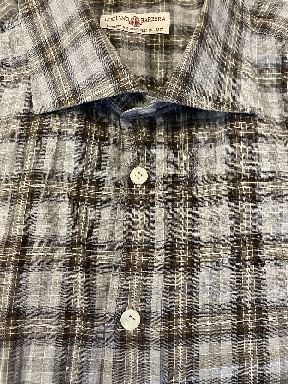 Luciano Barbera Cutaway Collar Check Print Shirt Size US XL / EU 56 / 4 - 4 Thumbnail